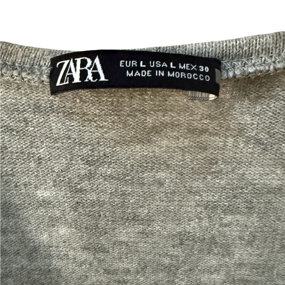 Zara Women’s Heather Gray V-Neck Pullover Sweater with Drawstring Accent! Large! - Picture 4 of 6